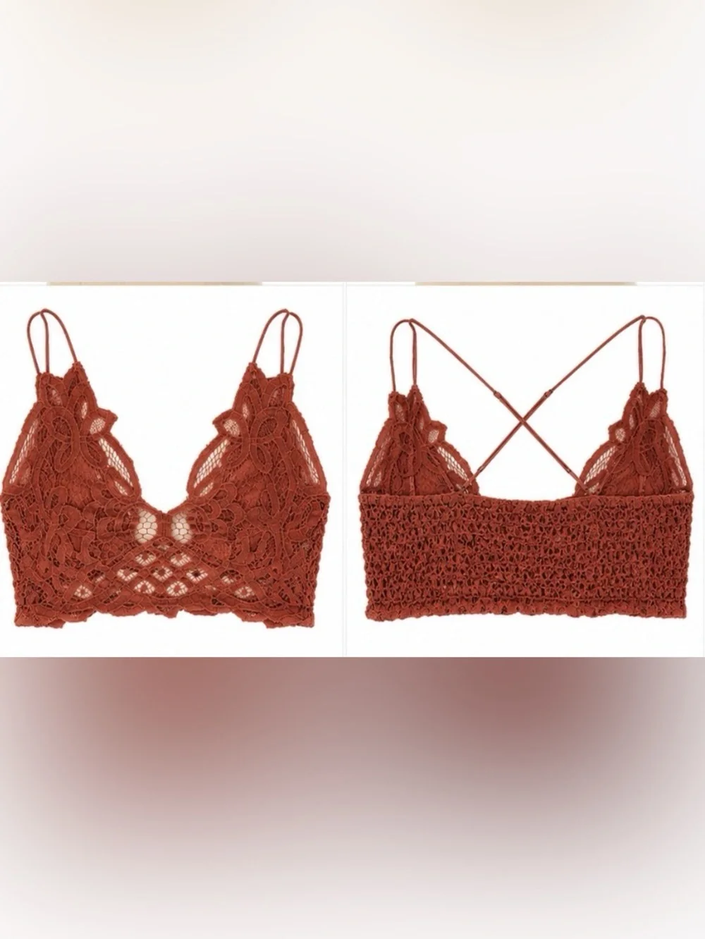 Free People FP One Lace Crochet Bralette Cami Dusty Rose Boho Festival Size M